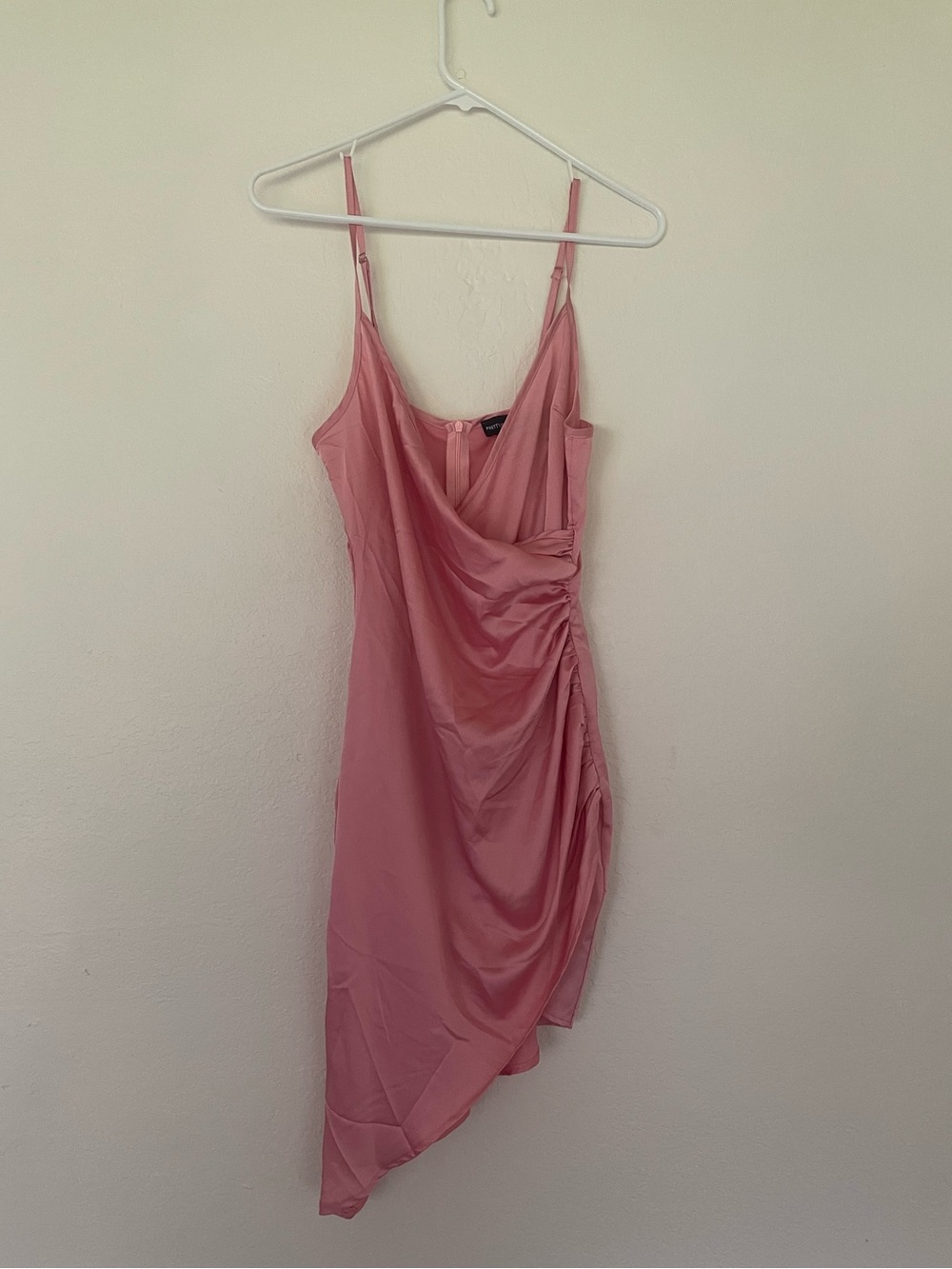 PrettyLittleThing satin wrap shape dress